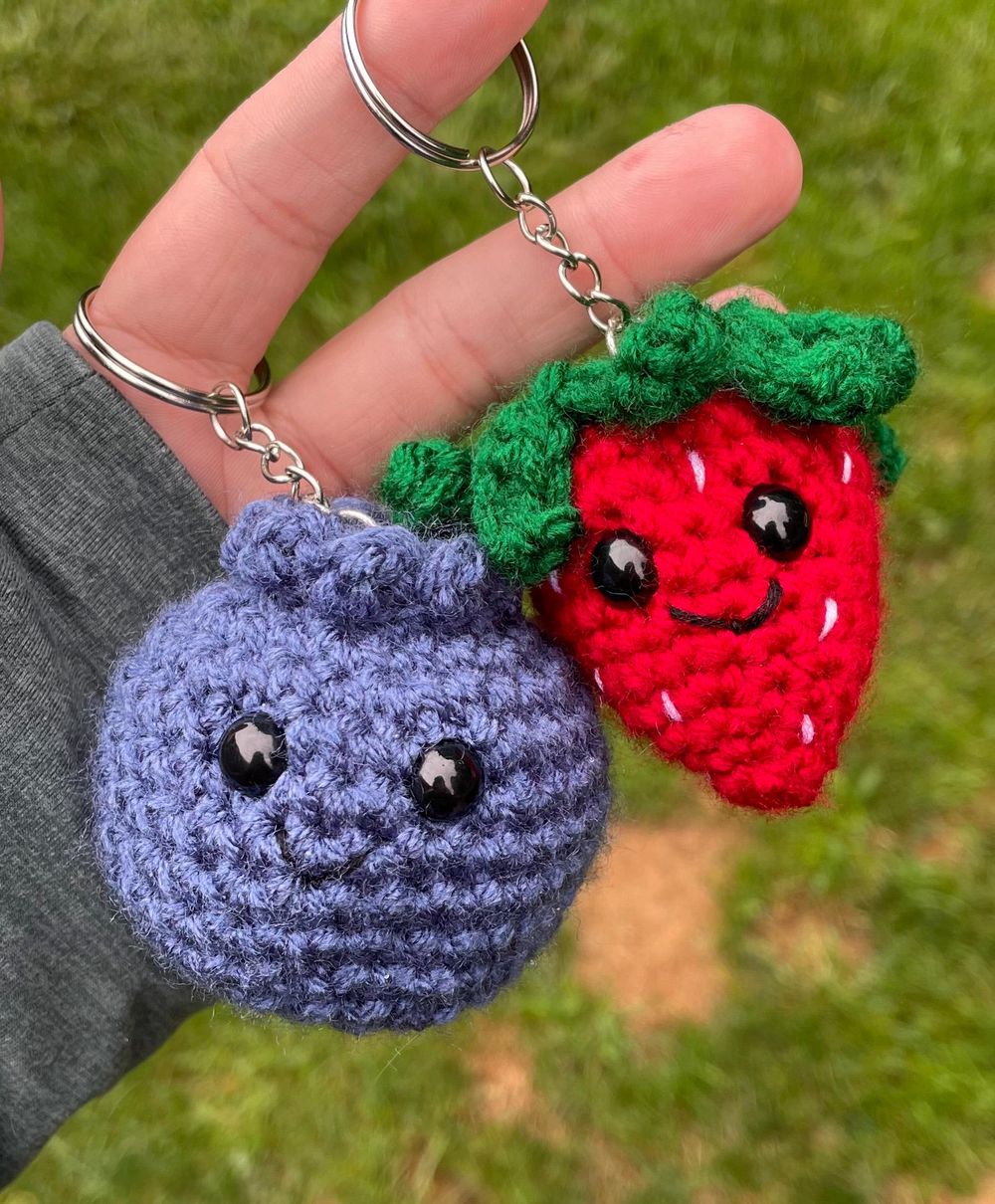 Strawberry OR blueberry keychain