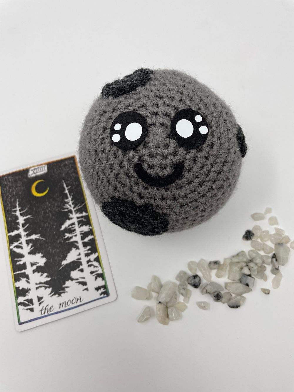 Crochet Moons infused with moonstone